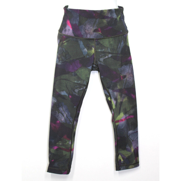 B0 Auth LULULEMON Wunder Under Crop Camo Print Full-On Luxtreme Pants Sz 6 - Picture 2 of 4
